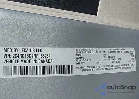 2024 Chrysler Pacifica Touring L from USA, damaged, VIN 2C4RC1BG7RR165254